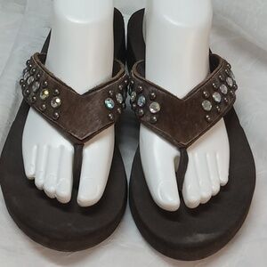 Yellowbox studded cow hair sandals size 7.5